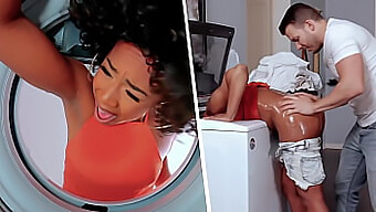 Horny Housemaid Gets Stuck In The Washing Machine With Her Milf Boss