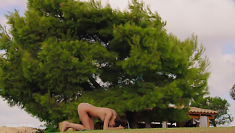 Stunning Alissa Foxy'S Tantalizing Solo Yoga Performance Outdoors