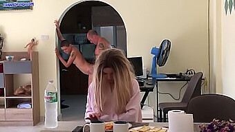 Stepdaughter Hides In The Fridge And Receives Anal From Stepfather While Mom Is Occupied